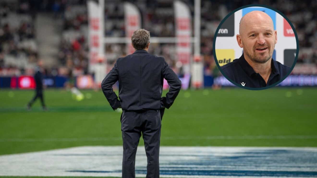 France coach Fabien Galthie and an inset of Scotland boss Gregor Townsend.