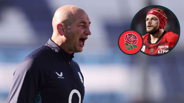 England head coach Steve Borthwick and Toulon number eight Zach Mercer (inset).