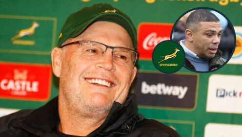 Springboks head coach Rassie Erasmus and legendary wing Bryan Habana (inset).