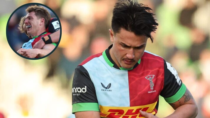 Harlequins halfbacks Marcus Smith and Will Porter. Credit INPHO/Cat Goryn/EPCR Rugby and PA Images