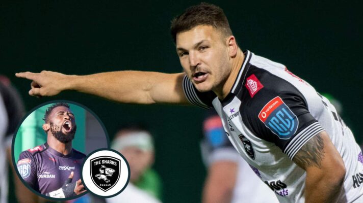 Andre Esterhuizen and Siya Kolisi (inset) in action for the Sharks.