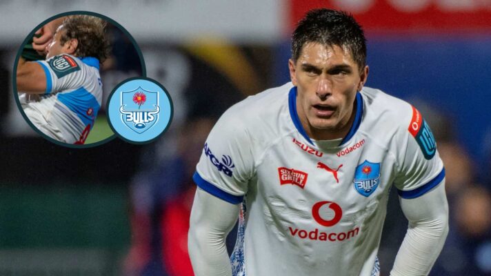 Harold Vorster, who threw intercept pass, and Jeandre Rudolph (inset) in action for the Bulls.