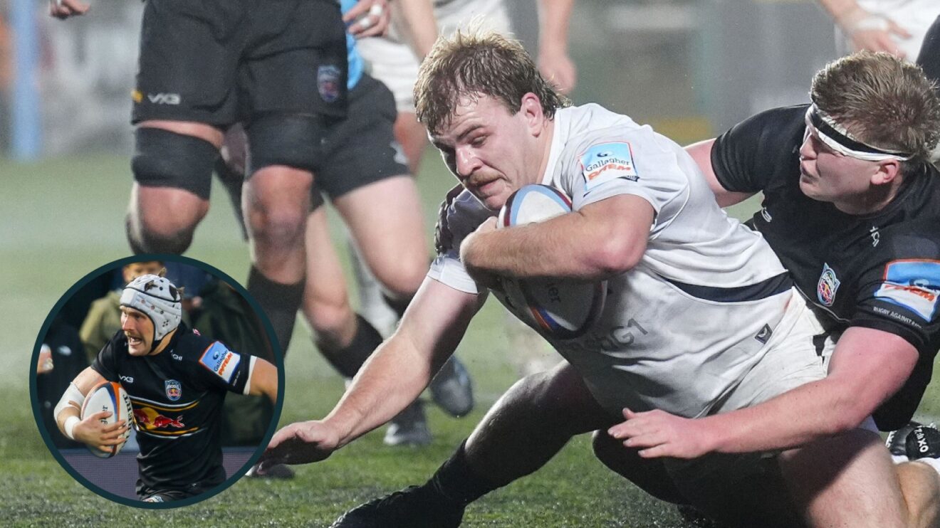 Bath prop Archie Griffin scoring against Newcastle Red Bulls.