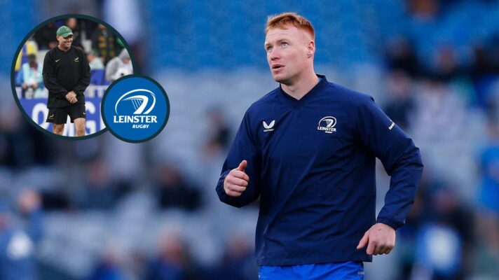 two layer image of Leinster pair Ciaran Frawley and Jacques Nienaber
