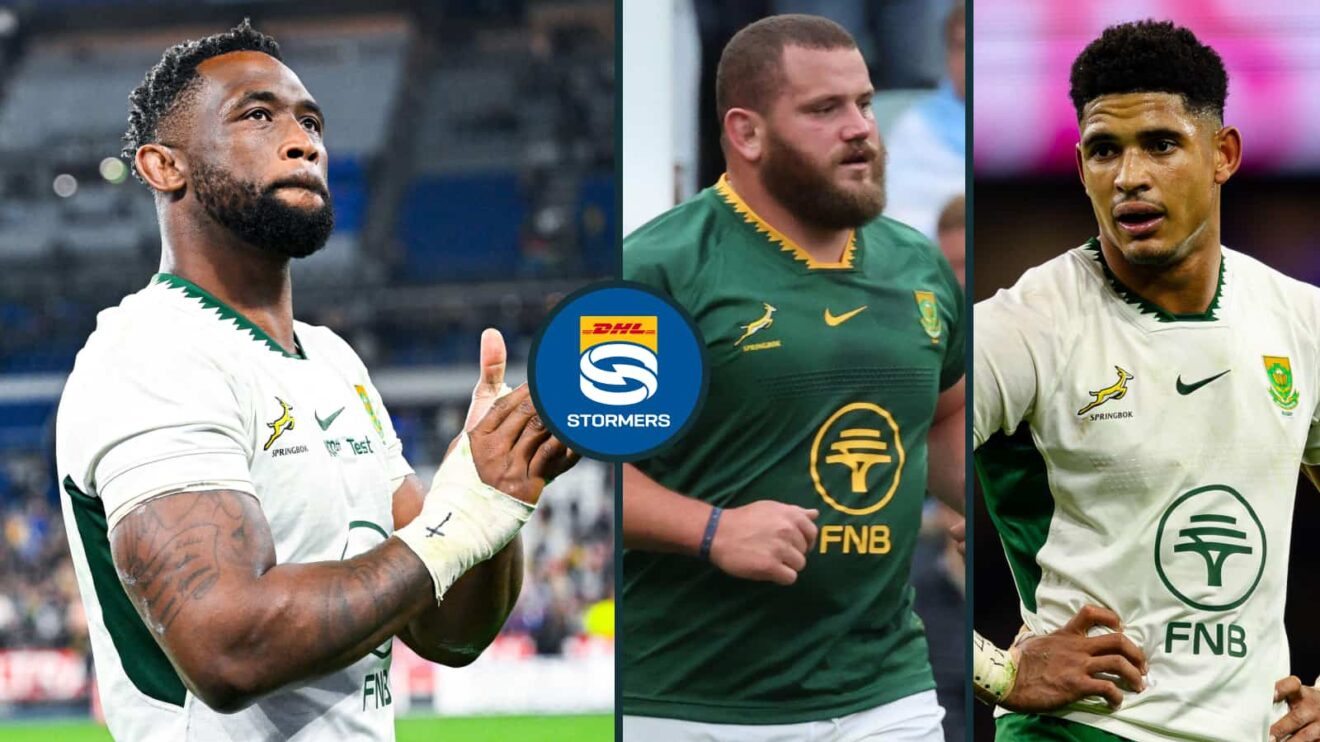 Siya Kolisi, Wilco Louw and Sacha Feinberg-Mngomezulu.