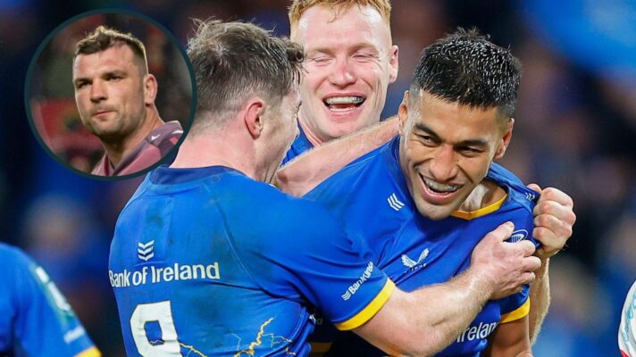 A two layered image of Rieko Ioane and Tadhg Beirne