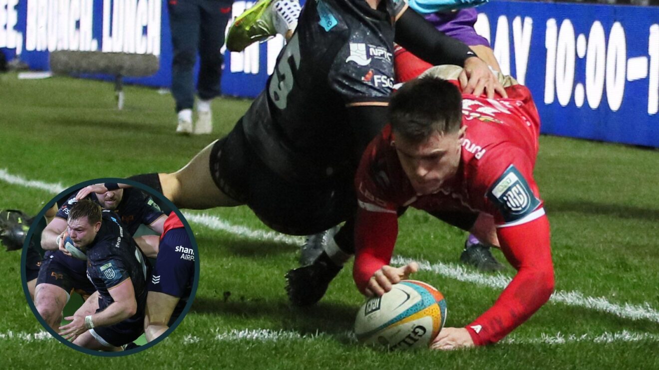 A two layer image of Joe Roberts and Dewi Lake
