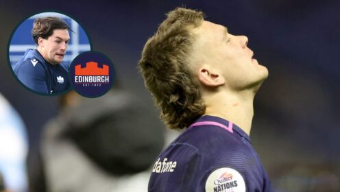 Edinburgh's Darcy Graham and an inset of Cammy Scott.