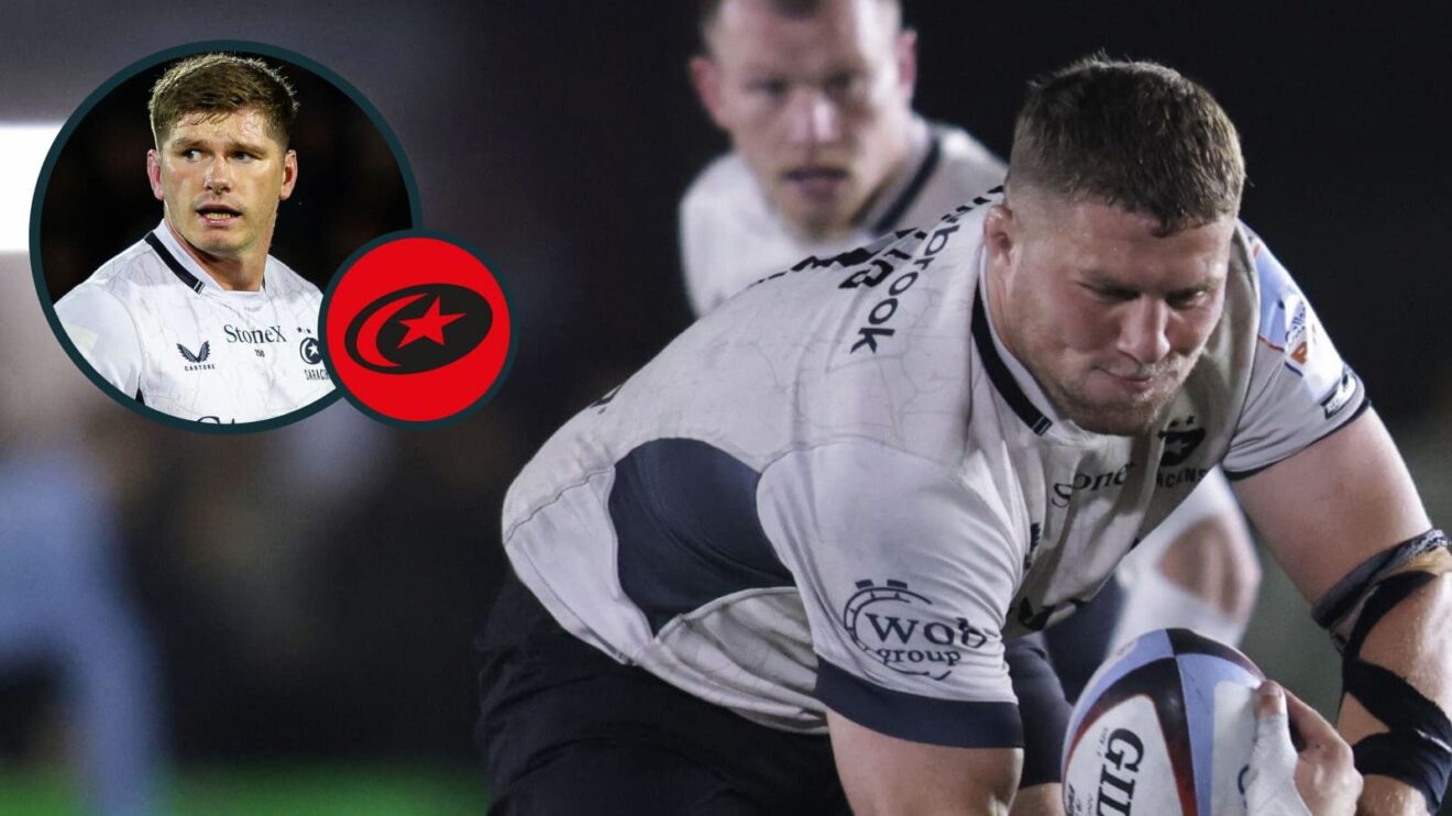 Tom Willis and Owen Farrell (inset) in action for Saracens.