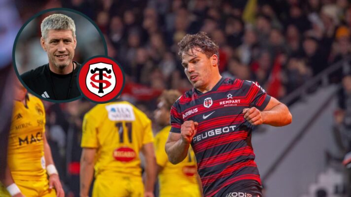 two layer image of Antoine Dupont and Ronan O'Gara