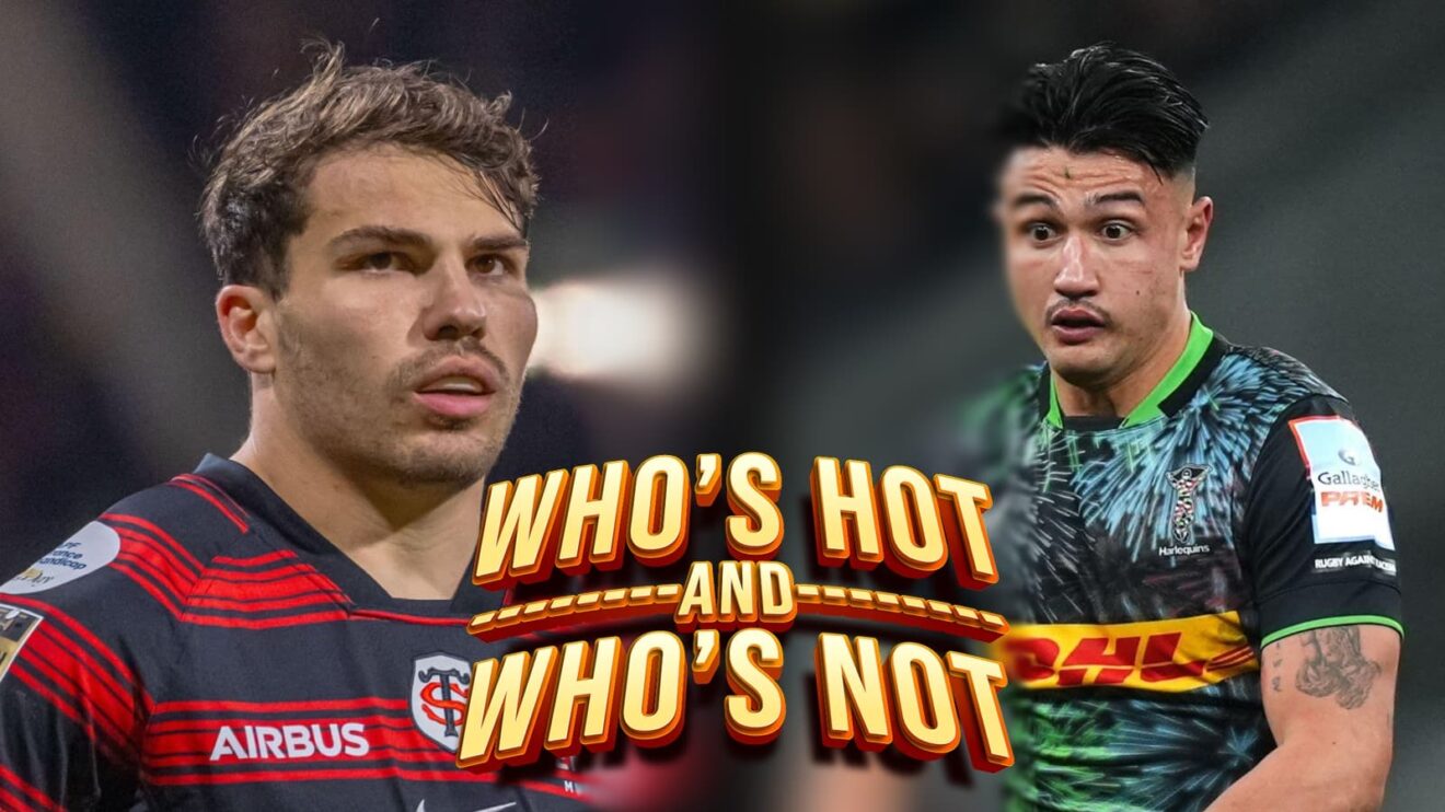 two layer image of Antoine Dupont and Marcus Smith