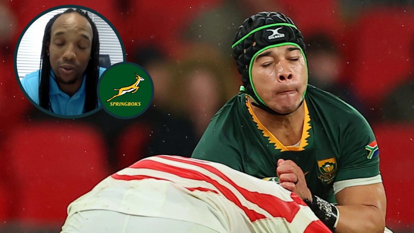 Cheslin Kolbe in action for the Springboks and former wing Odwa Ndungane (inset).