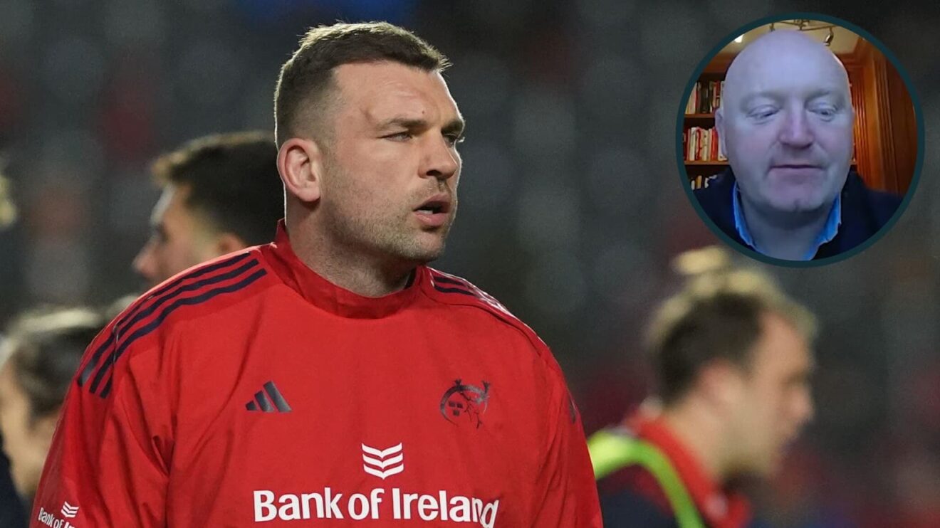 Tadhg Beirne before a Munster game and former Ireland hooker Bernard Jackman (inset).