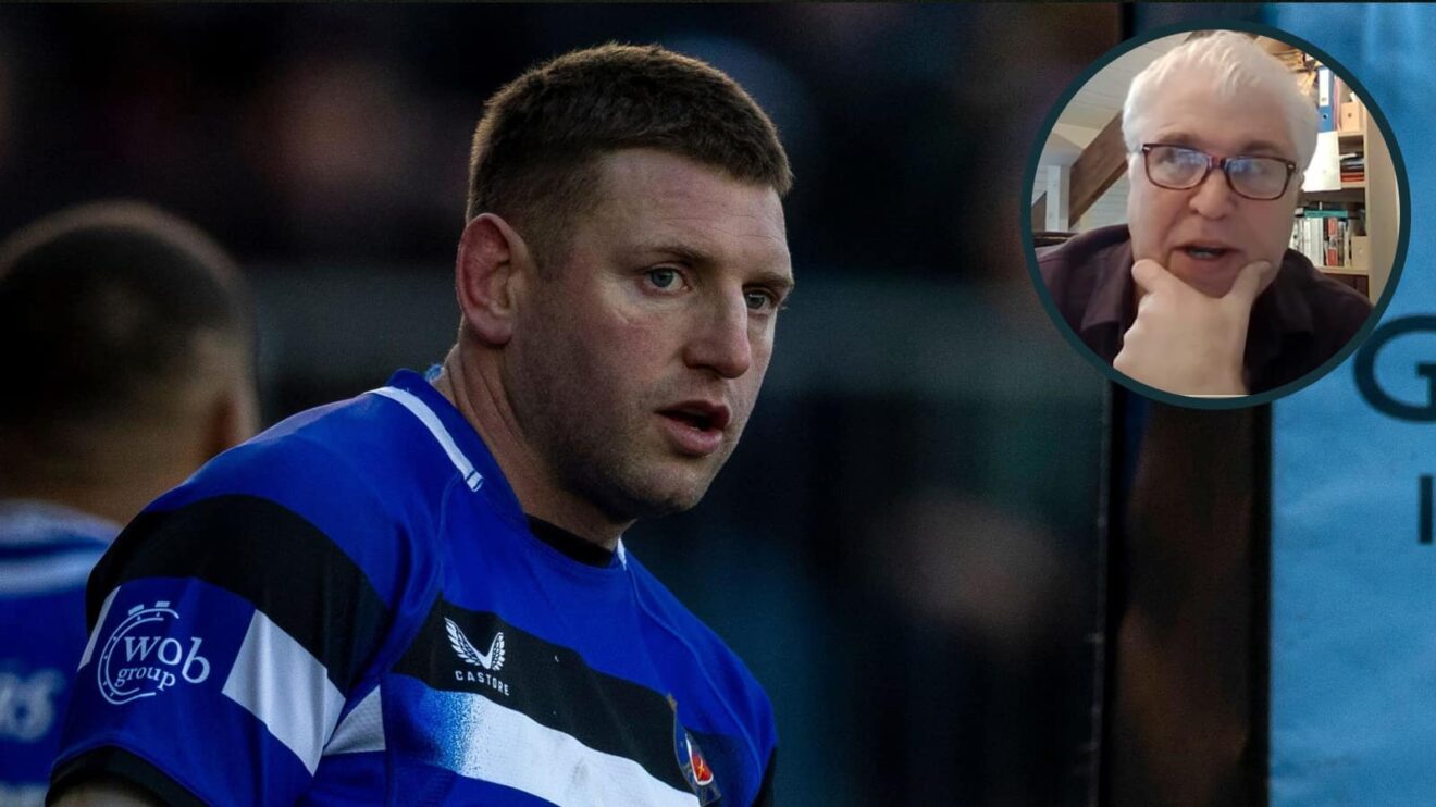 Bath fly-half Finn Russell and former England playmaker Stuart Barnes (inset).
