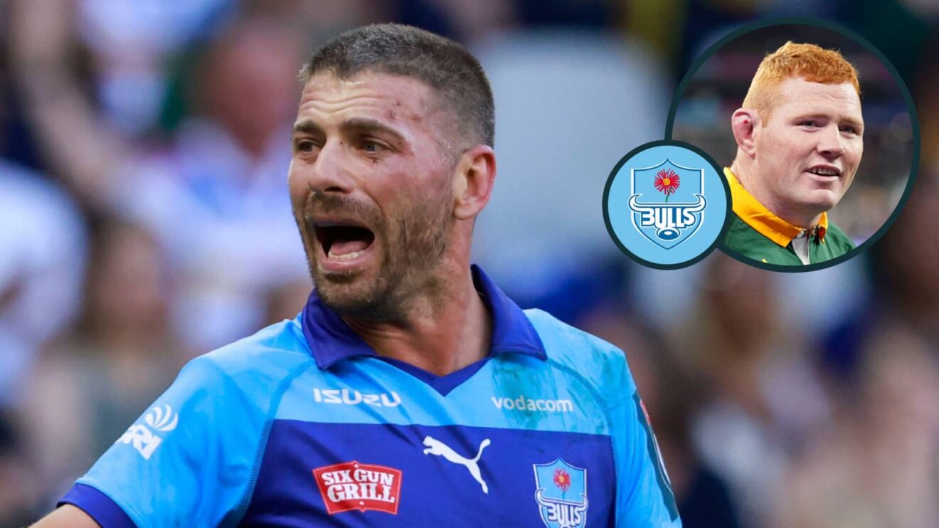 Bulls star Willie Le Roux and an inset of ex-Springboks prop Steven Kitshoff