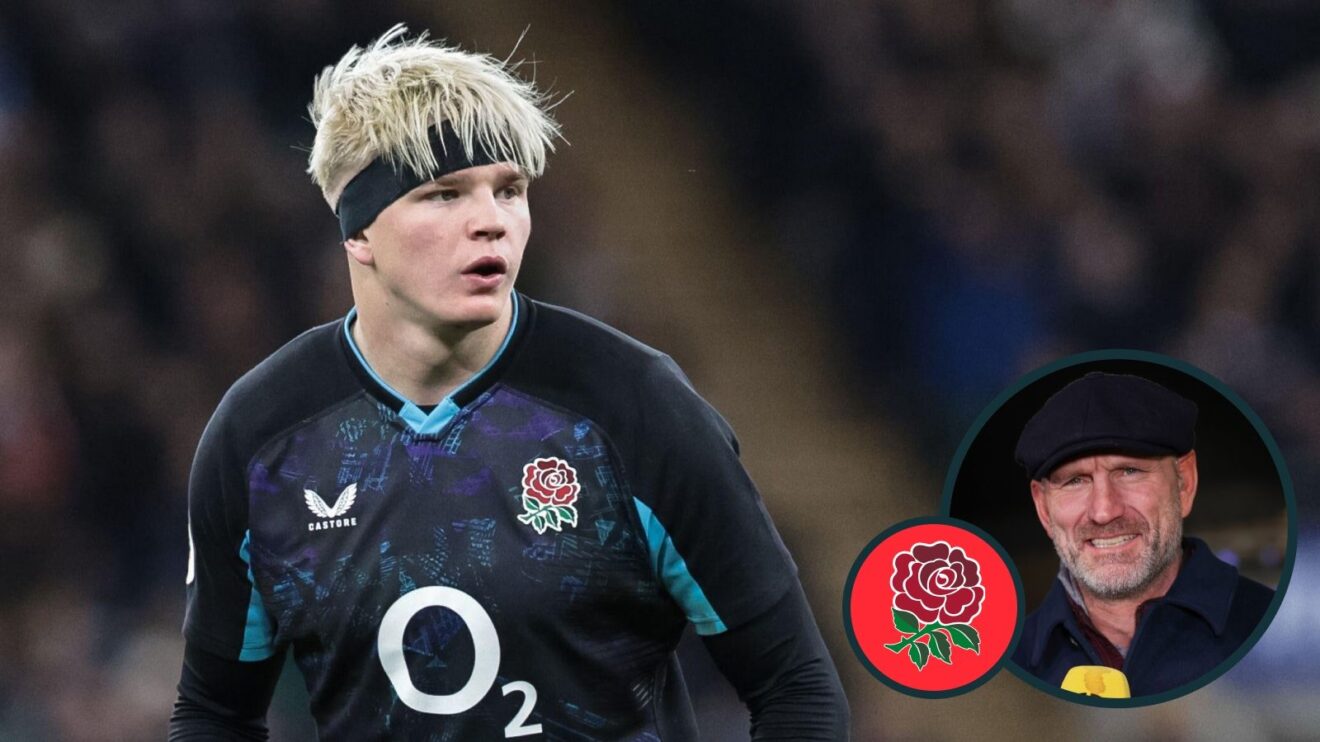 A two layered image of Lawrence Dallaglio and Henry Pollock