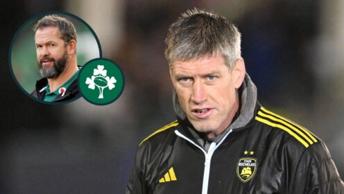 La Rochelle head coach Ronan O'Gara and current Ireland boss Andy Farrell (inset).