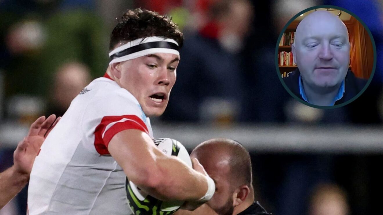Jude Postlethwaite in action for Ulster and former Ireland player Bernard Jackman (inset).