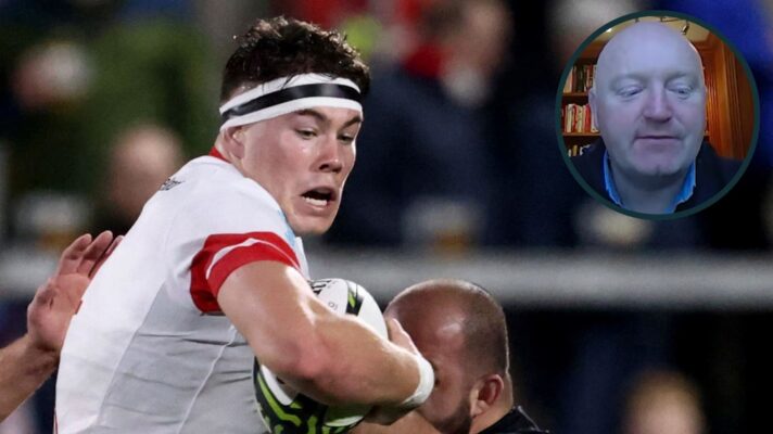 Jude Postlethwaite in action for Ulster and former Ireland player Bernard Jackman (inset).