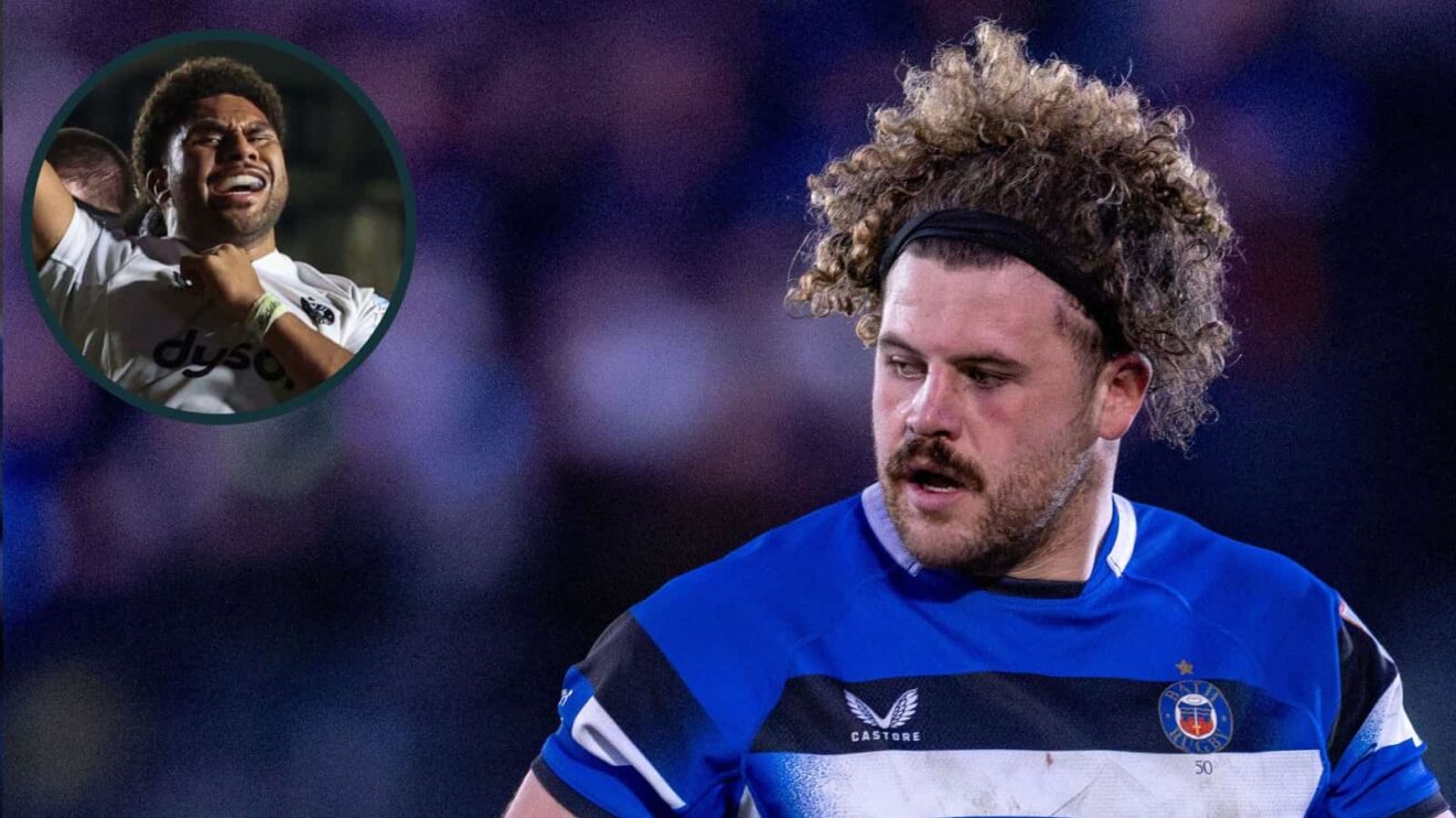 Alfie Barbeary and Vilikesa Sela (inset) in action for Bath.
