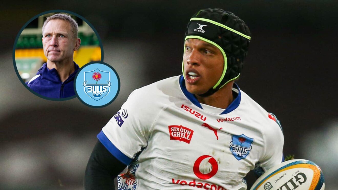 Kurt-Lee Arendse and an inset of head coach Johan Ackermann.