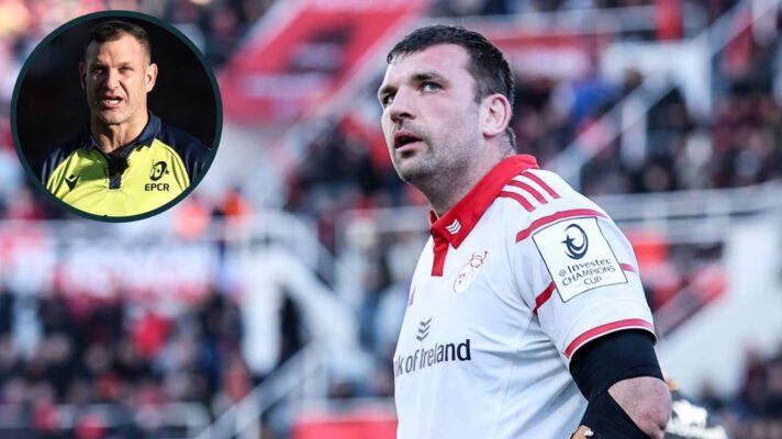 Munster captain Tadhg Beirne and an inset of referee Karl Dickson.