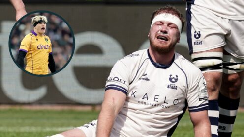 two layer image of Bristol's Joe Batley and Northampton's Henry Pollock