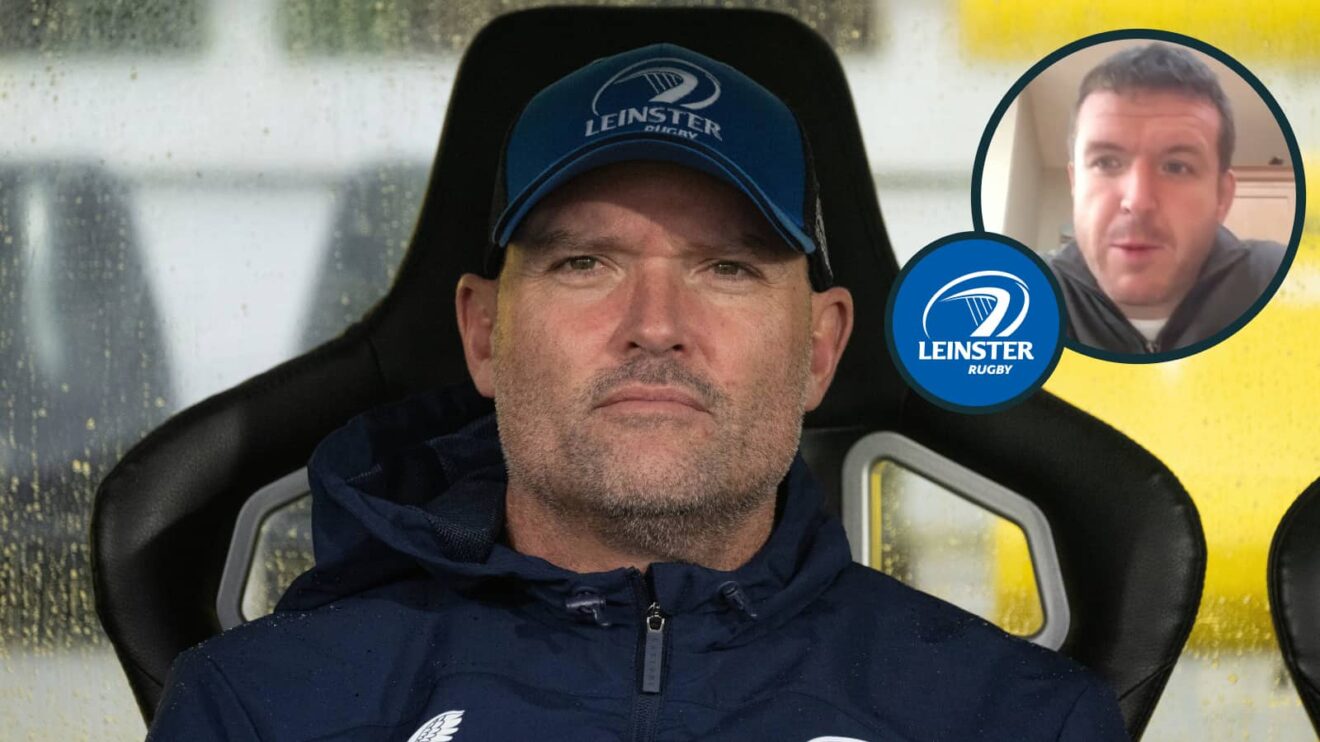 Leinster head coach Jacques Nienaber and former Ireland hooker Mike Sherry.