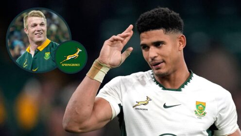 Springboks Sacha Feinberg-Mngomezulu and Pieter-Steph du Toit.