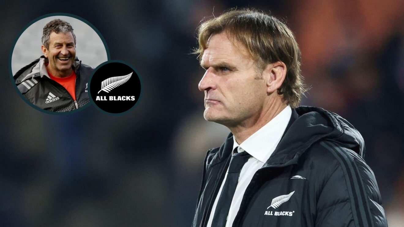 Former All Blacks head coach Scott Robertson with an inset of Wayne Smith.