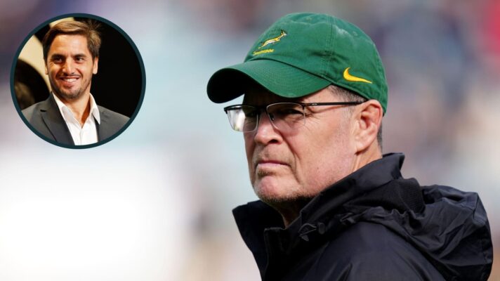Springboks head coach Rassie Erasmus and an inset of Los Pumas legend Agustín Pichot.
