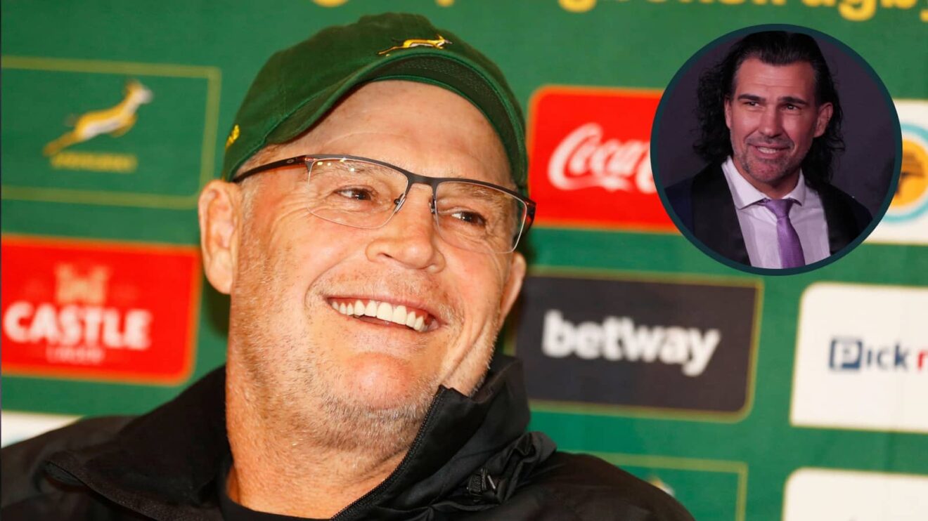 Springboks head coach Rassie Erasmus and former South Africa lock Victor Matfield.