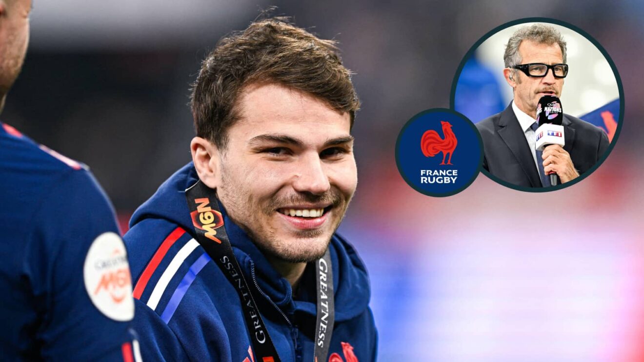 France captain Antoine Dupont and an inset of head coach Fabien Galthie.