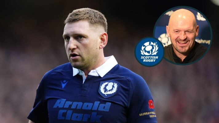 Scotland fly-half Finn Russell and an inset of head coach Gregor Townsend.