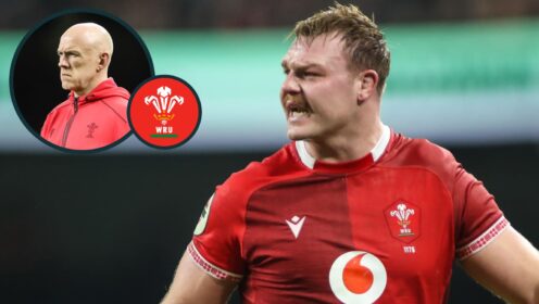 Wales captain Dewi Lake and an inset head coach Steve Tandy.