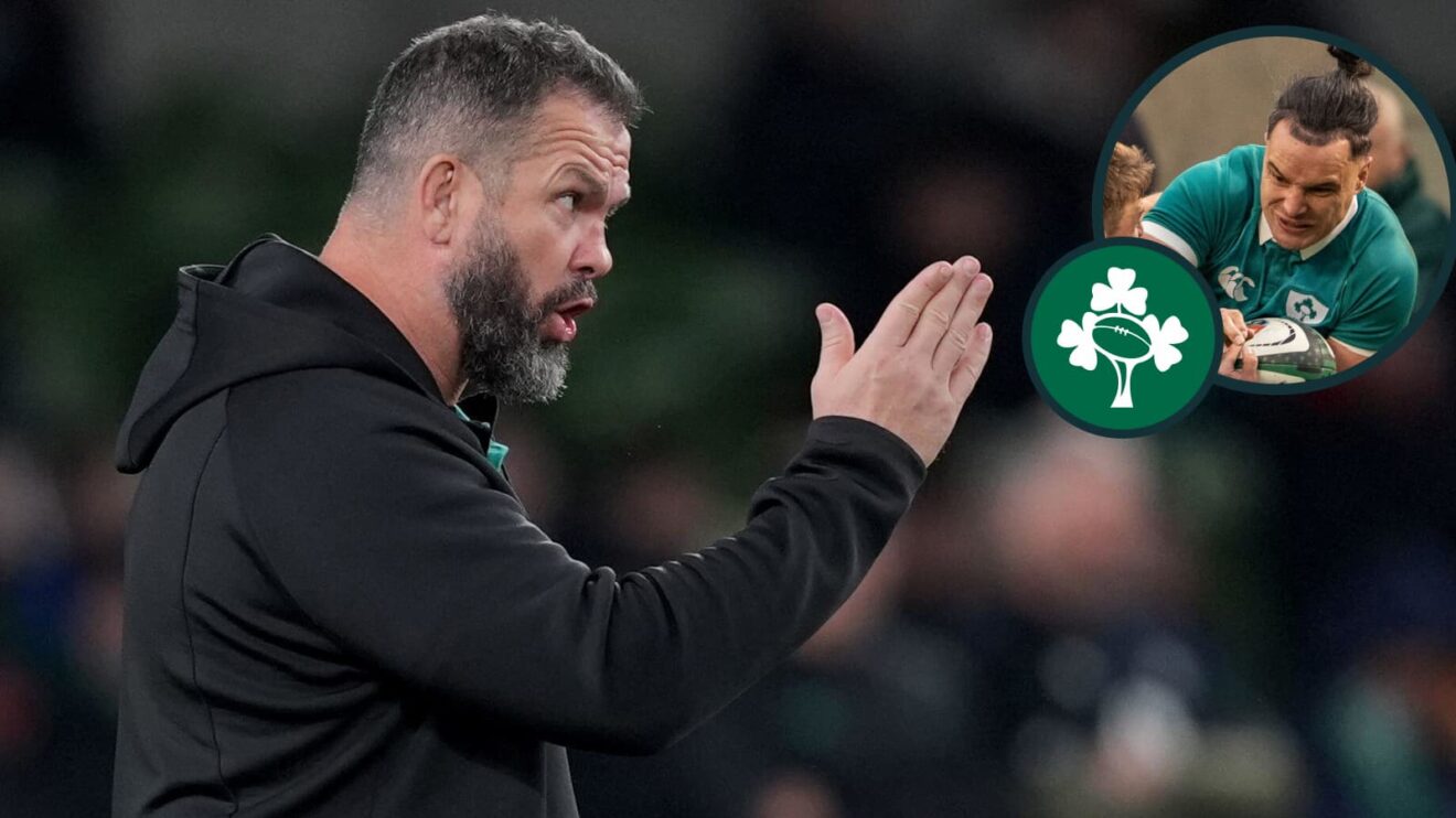 Ireland head coach Andy Farrell and wing James Lowe (inset).