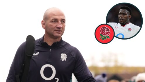 A two layered image of Steve Borthwick and Maro Itoje