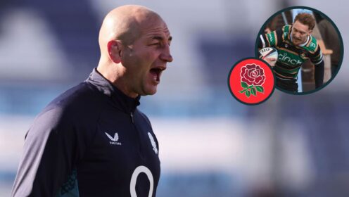 England head coach Steve Borthwick and Northampton Saints full-back/wing George Hendy (inset).