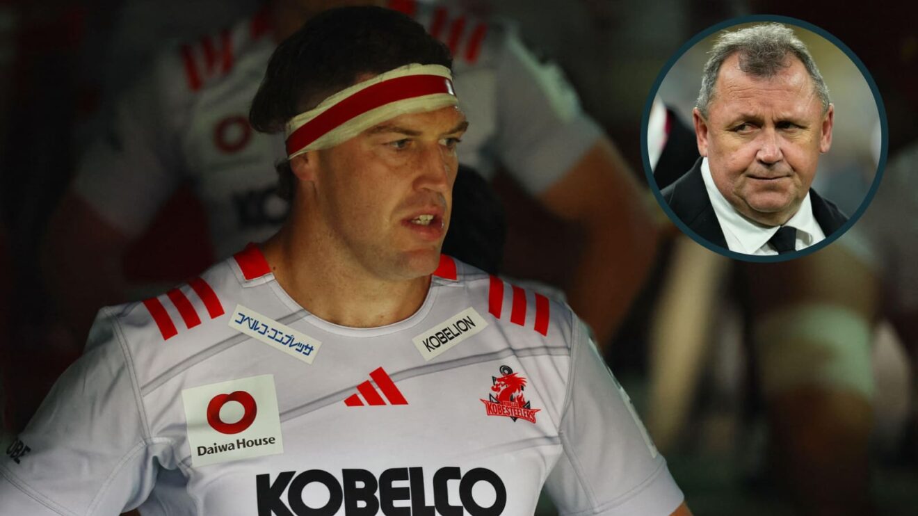 Former All Blacks lock Brodie Retallick and an inset of Ian Foster.