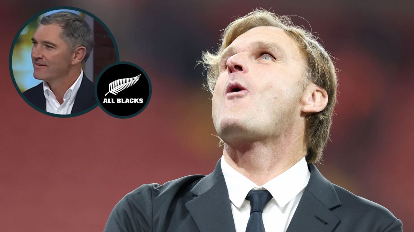 All Blacks head coach Scott Robertson and former Test fly-half Stephen Donald (inset).