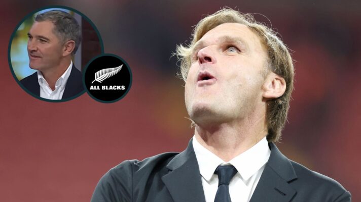 All Blacks head coach Scott Robertson and former Test fly-half Stephen Donald (inset).