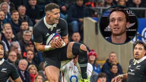 All Blacks full-back Will Jordan and an inset of Ben Smith.