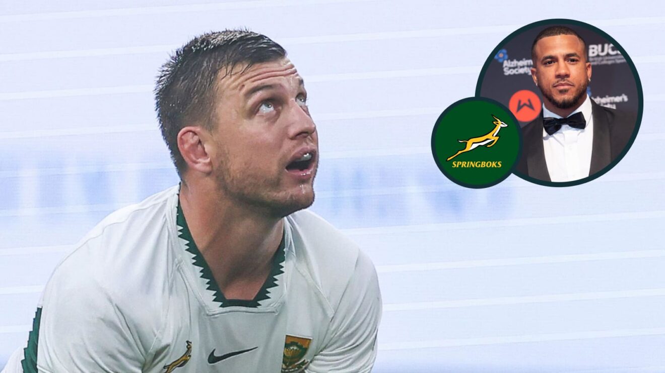 Springboks double Rugby World Cup winner Handre Pollard and England great Anthony Watson (inset).