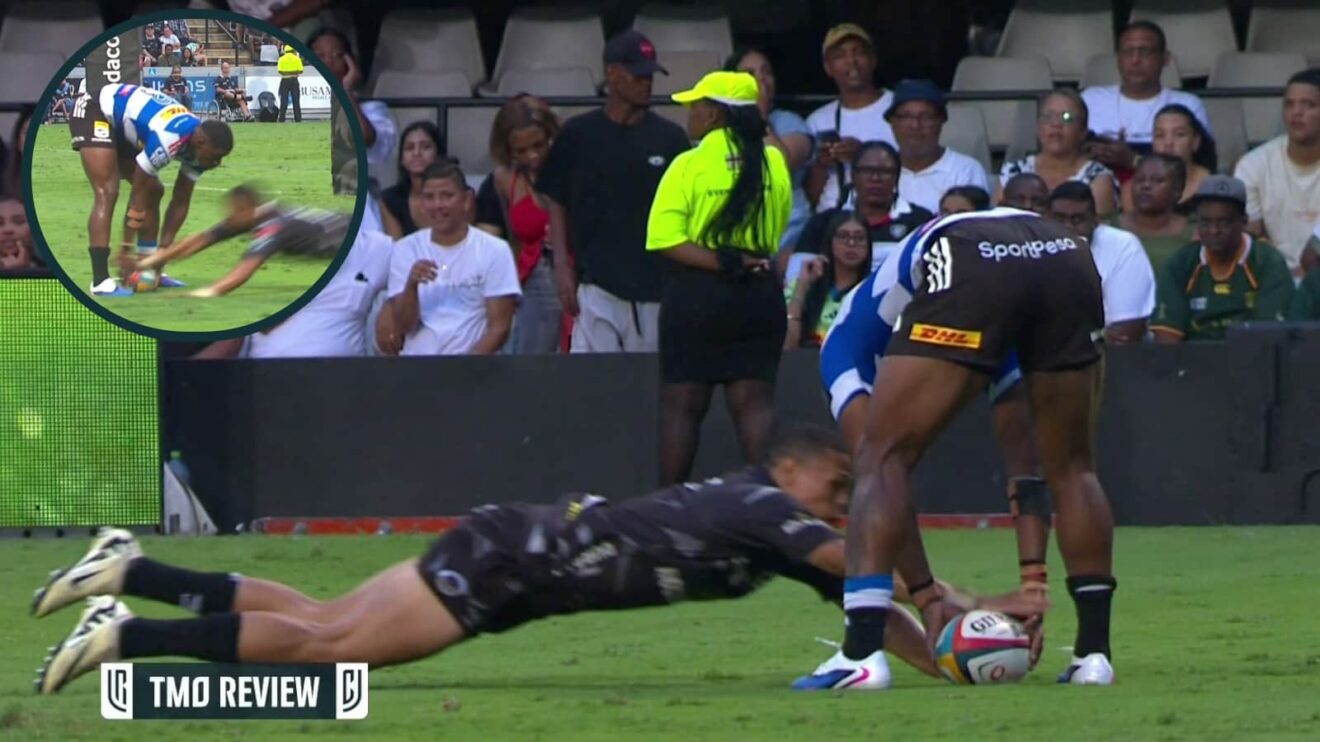 Jaco Williams and Warrick Gelant during the URC match between the Sharks and Stormers.