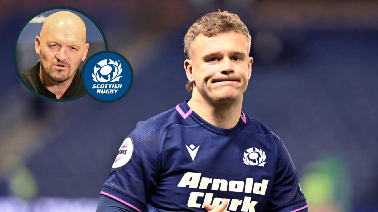 Scotland winger Darcy Graham and an inset of head coach Gregor Townsend.