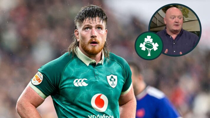 Joe McCarthy during France v Ireland an inset of Bernard Jackman.