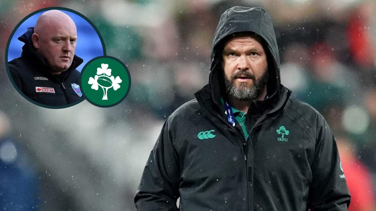 Ireland head coach Andy Farrell and an inset of Bernard Jackman.