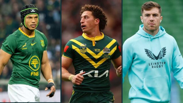 Split image of Kurt-Lee Arendse, Mark Nawaqanitawase and Luke McGrath.