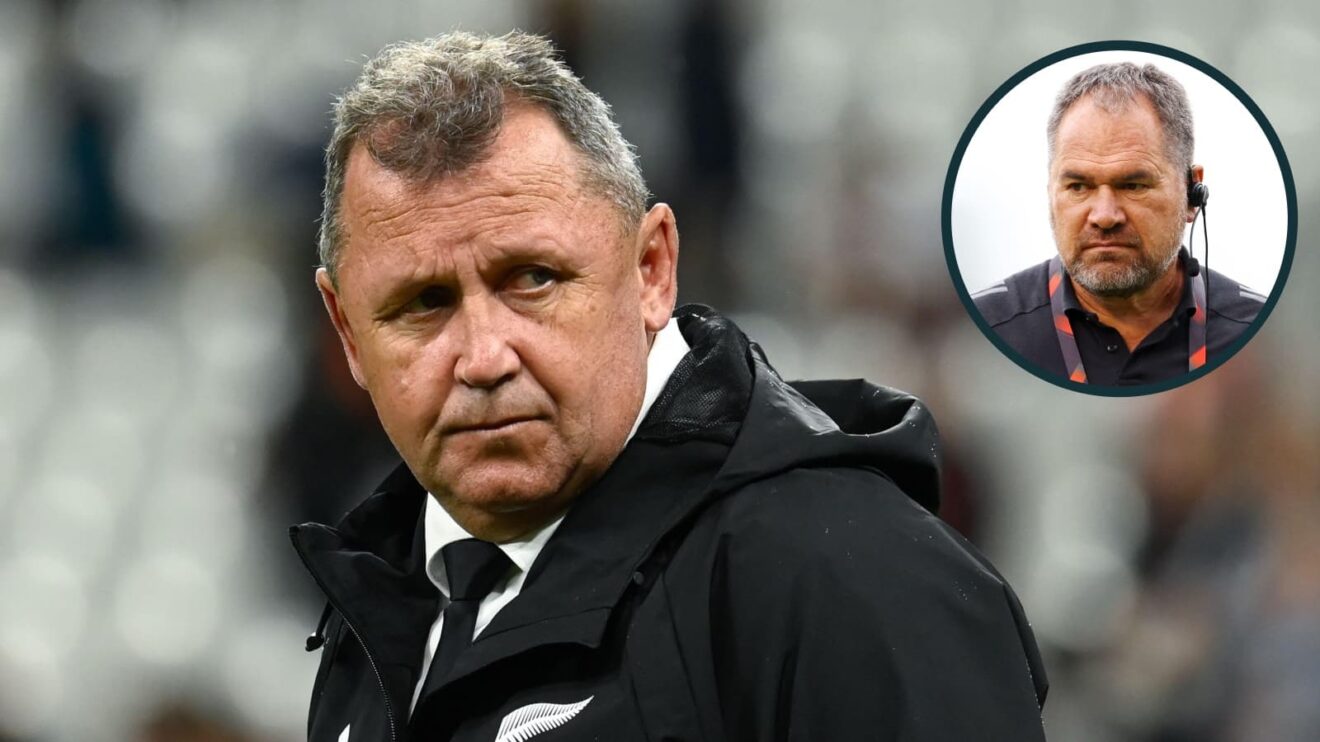 Former All Blacks head coach Ian Foster and an inset of Dave Rennie.