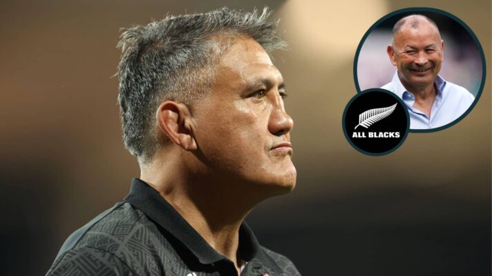 Jamie Joseph and an inset of Eddie Jones.